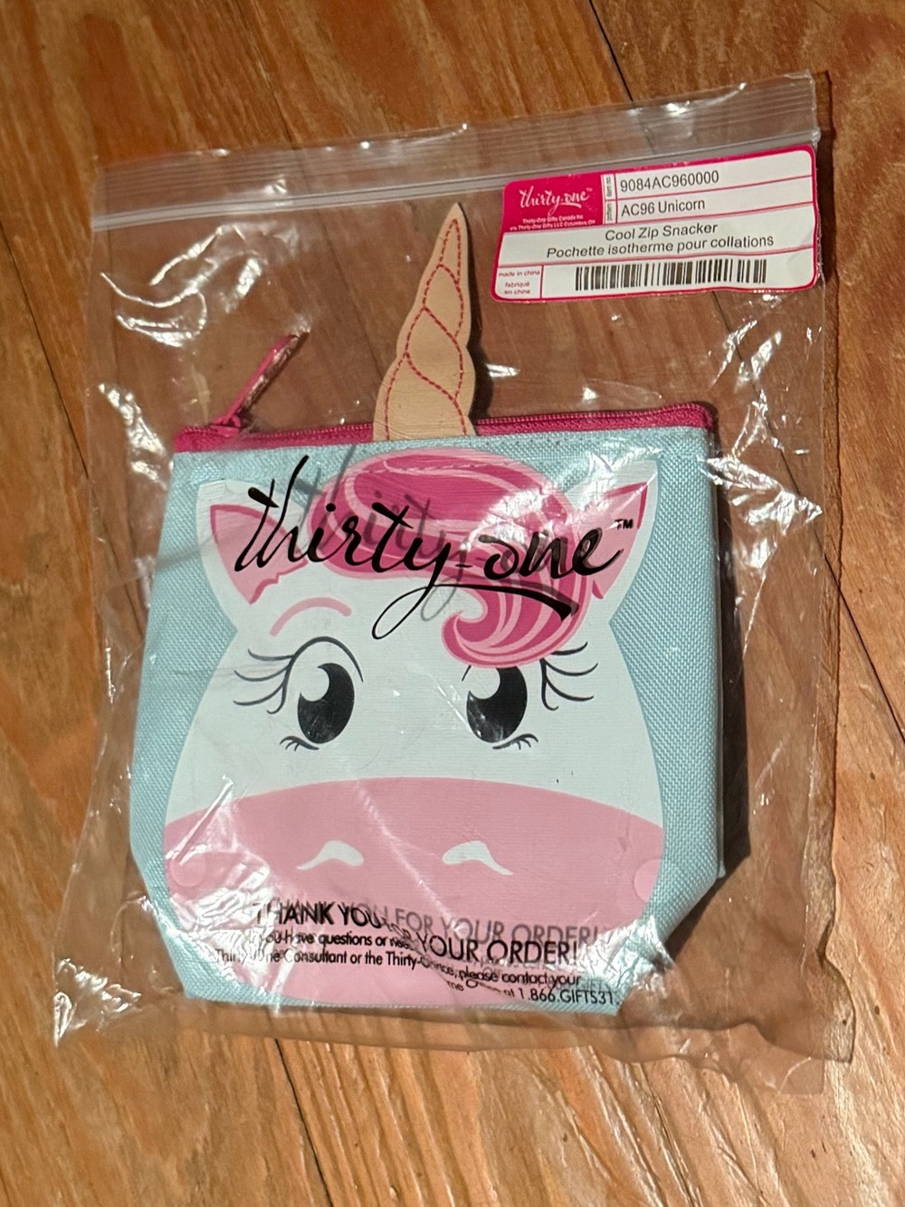 thirty-one Mint and Pink Unicorn Cool zip snacker Pouch